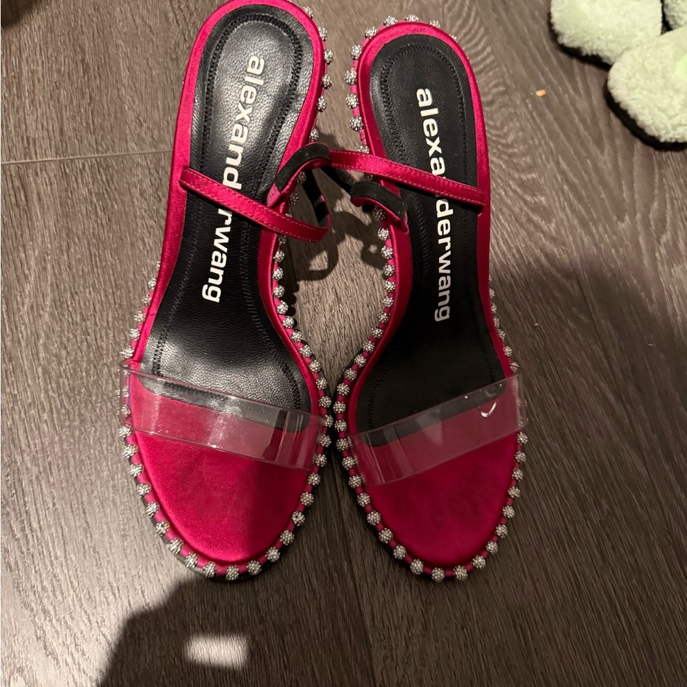 Alexander Wang Fuchsia and Clear Embellished Heels